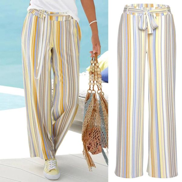 

women's pants & capris chic fashion high waist trousers printing easy long boho beach pockets drawstring sport streetwear, Black;white