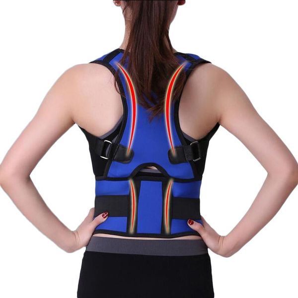 

back support men and women posture corrector breathable backs belt lumbar corset neoprene correction s-2xl, Black;blue