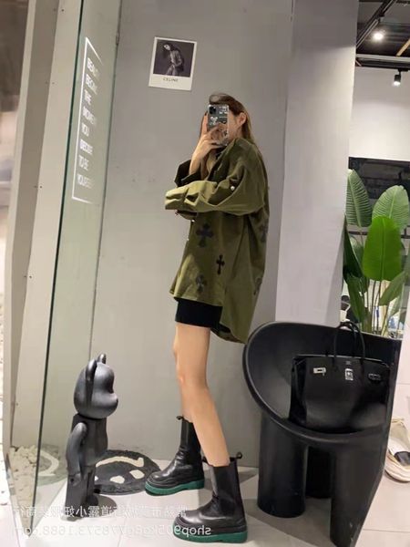 

autumn / winter 21 cro factory direct sale black style patchwork embroidery men's and women's loose casual coat, Black;brown