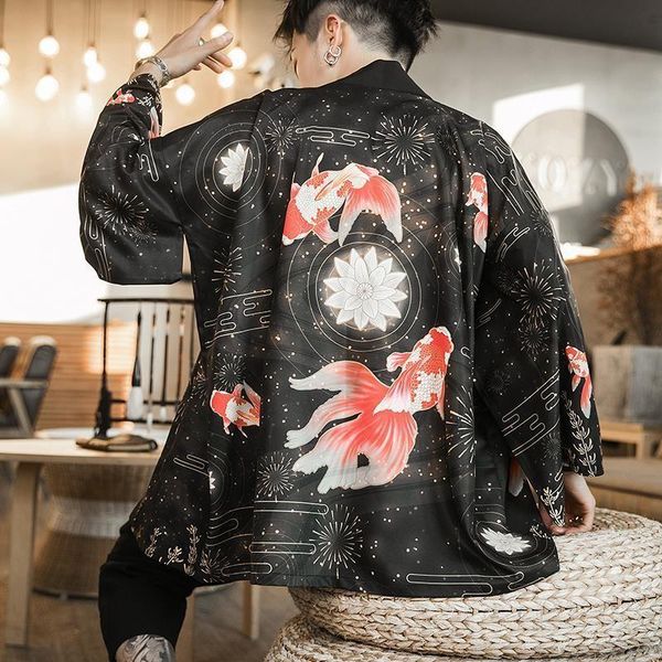 

couples women blouses blouse zongke goldfish open stitch kimono womn japanese cardigan harajuku shirt streetwear hawaiian, White