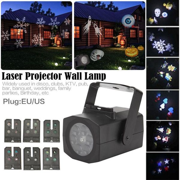 

effects 6 cards per set snowflake light outdoor led landscape film xmas laser projector wall lamp moving sparkling