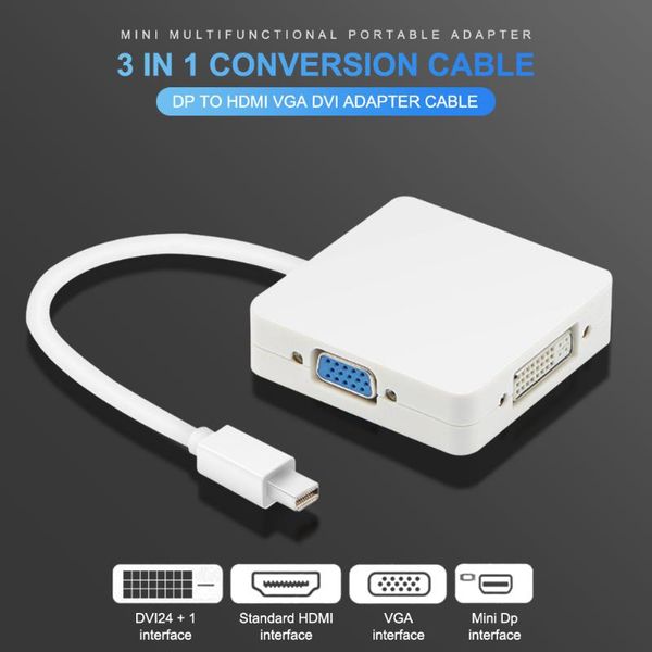 

hubs 3 in 1 conversion cable mini multifunctional portable dp to vga dvi adapter