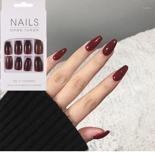 

24pcs/box detachable false nails ballerina wearable fake full cover coffin nail tips manicure tool easy to use1, Red;gold