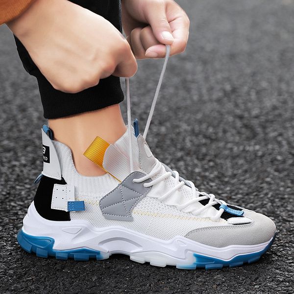 

mens fashion sneakers shoes lightweight breathable sneakers trend outdoor lace-up jogging shoes mens non-slip walking shoes