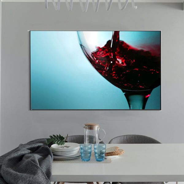 Dipinti su tela Immagini di arte della parete Pittura a olio Cucina moderna Bevanda Bicchiere Vino rosso Bar Sala da pranzo Decor Senza cornice