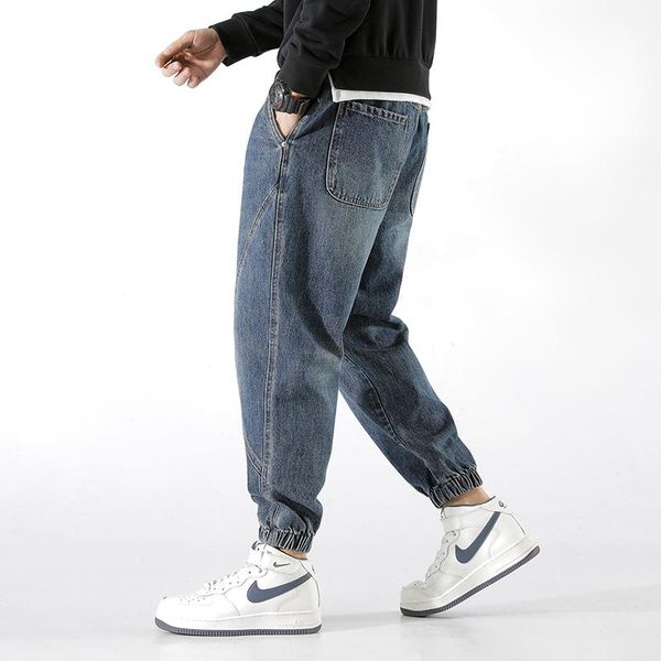 

men's jeans men pants baggy joggers streetwear casual hip hop trousers, Blue