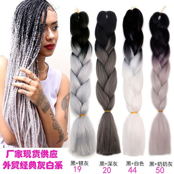 

gradual change chemical fiber extensions braid hair wig, Black