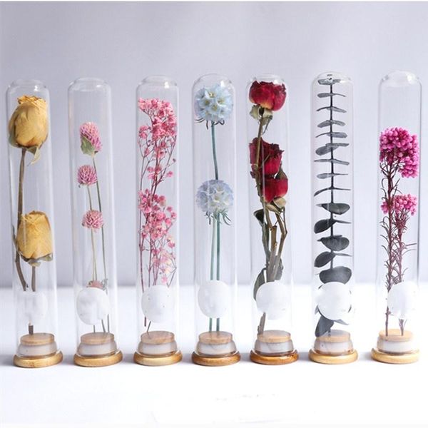 

decorative flowers & wreaths 3pcs transparent test tube glass vase with dried wishing bottle drift home living room deskdecoration
