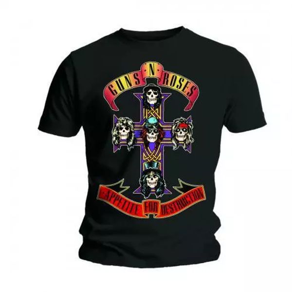 

guns n roses t shirt appetite for destruction official black mens tee rock slash, White;black
