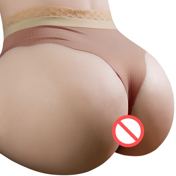 Silicone realista 3D atrás do quadril grande burro meio corpo boneca real buceta vagina anal duplo canal masculino masturbator brinquedos para homens