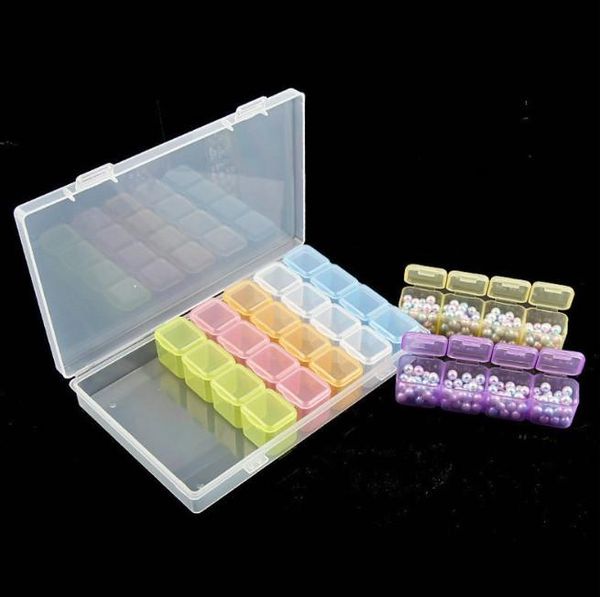 

cells nail art organizer box storage case rhinestones gems accessories clear plastic empty container for beads decorations, Silver;gold
