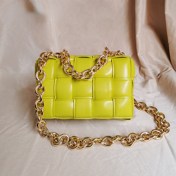 

metal chain avocado green shoulder bag ladies 2021 new designer woven small square messenger bag female fashion wallet cinderella princess