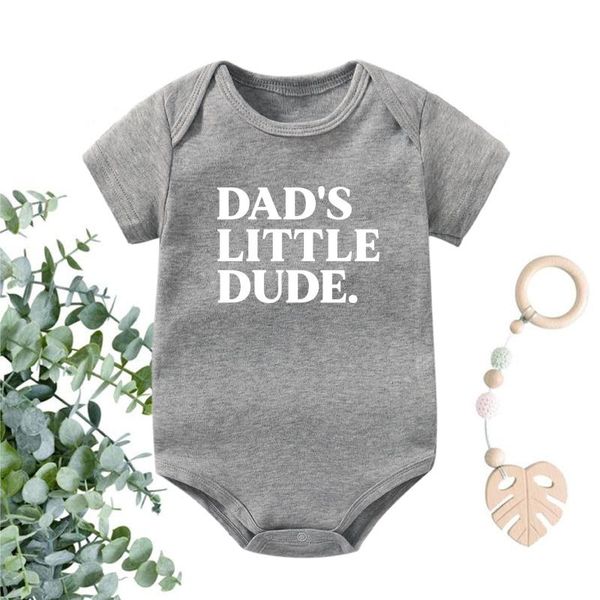 

rompers funny dad's little dude baby clothes cotton short sleeve born boys girls infant summer bodysuits toddler outfits, Blue