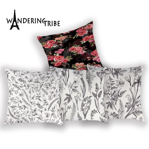 

cushion/decorative pillow nordic decoration floral sofa decorative cushion cover tropical plant pillowcase retro polyester fiber cases home