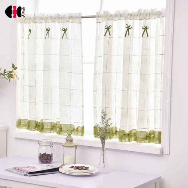 

curtain & drapes 1pcs rod pocket short simple rural roman curtains cabinet dust balcony toilet linen rideaux nursery dl013c