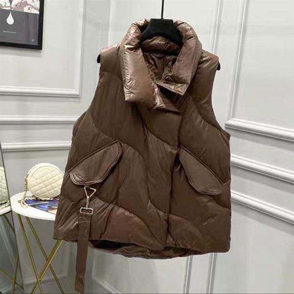 

women's vests autumn winter women thick warm cotton vest coats female casual solid sleeveless waistcoat loose short jacket r26, Black;white