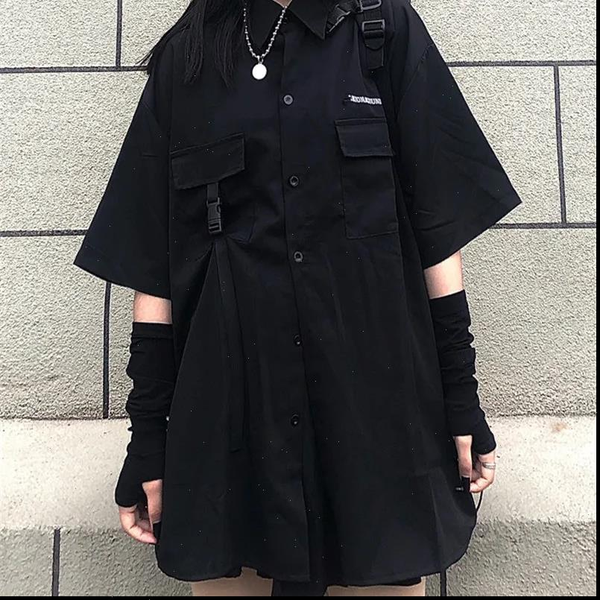 

women skirts single set summer korean versatile dark loose bf shirt fashion two piece skirt jupe, Black