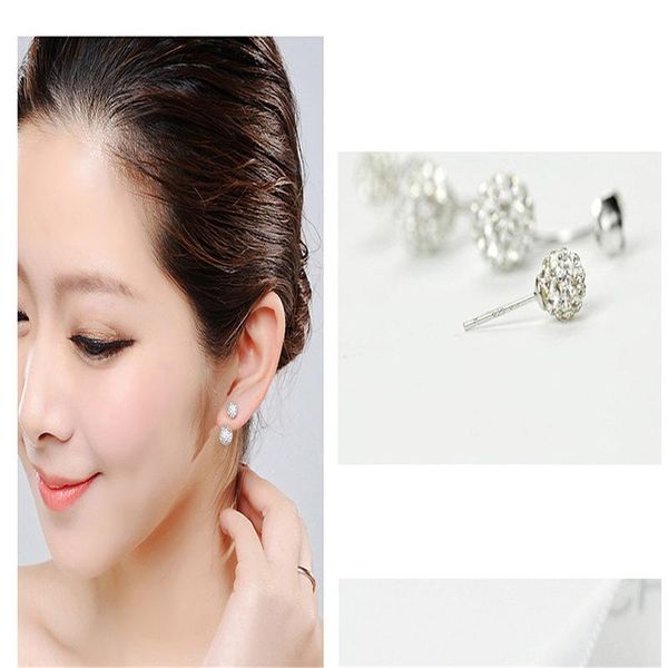 

dangle & chandelier crystal ball shambhala earrings anti allergy multiple wearing modes fine boho jewelry gift for women, Silver