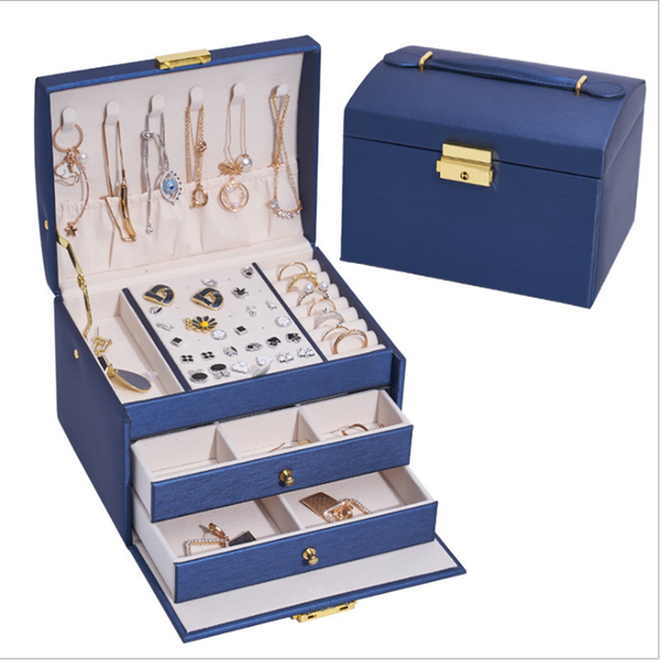 

simple der style jewelry storage box fashion ornament box pu leather earrings ring jewelry box, Black;white