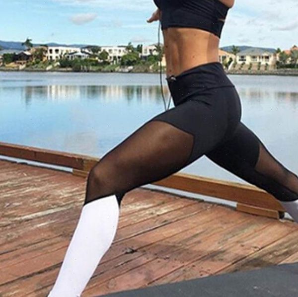

casual leggings women legging fitness color block spring summer workout pants arrival mesh insert, Black