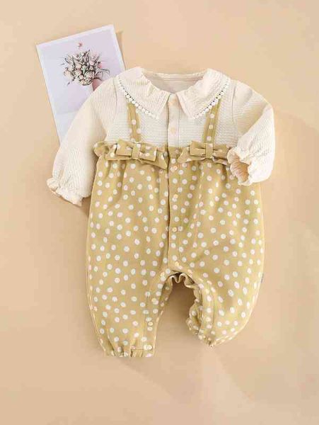 

peninsula baby polka dot print ruffle trim bow front jumpsuit she, Blue