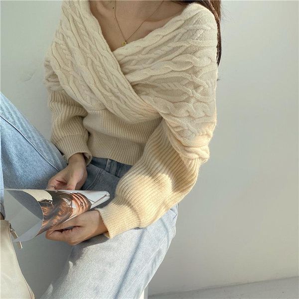 

women's sweaters casual twisted v-neck autumn knitted basic all-match girls office lady women vintage pullovers slender, White;black