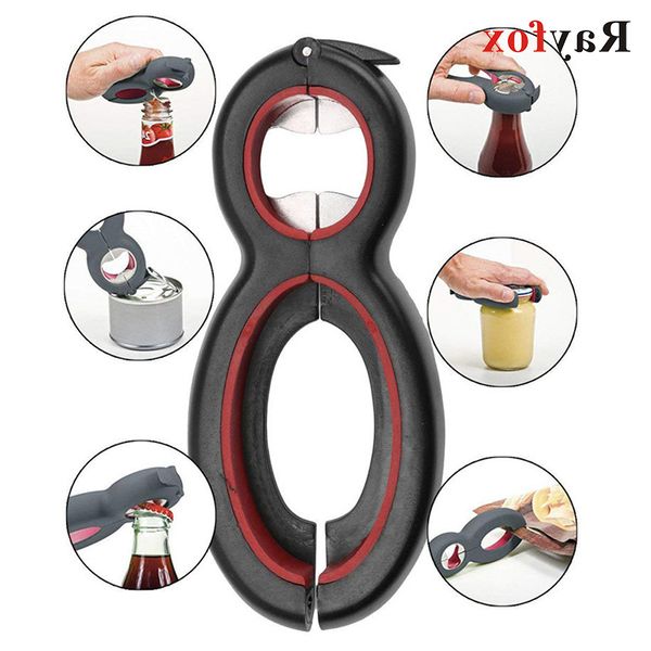 

creative kitchen tools accessories 6 in 1 multi function twist bottle opener, all in one glass gripper skills beer lid opener gadgets wholes