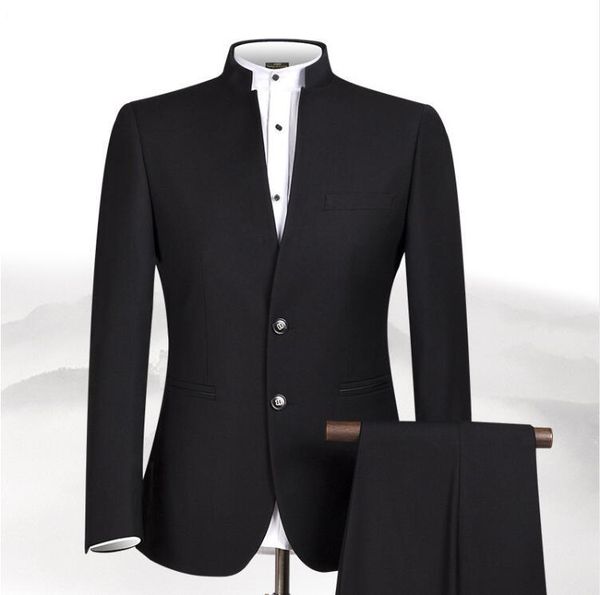 

men's suits & blazers style men chinese tunic collar bridegroom suit formal wear dress slim fit mens groom wedding blazer costume homme, White;black