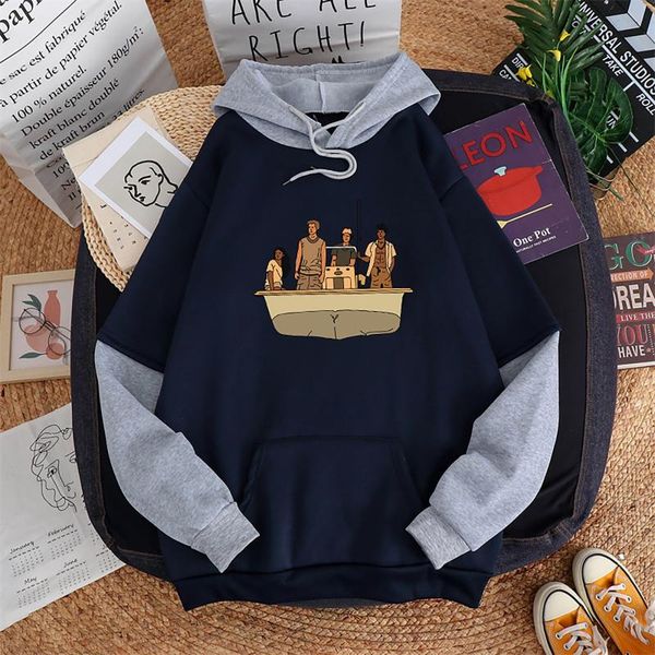 

women's hoodies & sweatshirts autumn women graphic print splicing oversized hooded sweatshirt long sleeve loose sports pullover clothes, Black