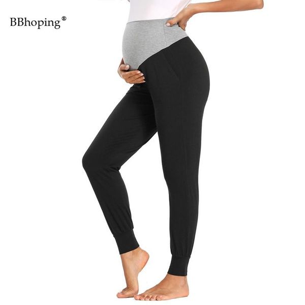 

maternity bottoms women's casual pants stretchy comfortable lounge pregnancy trousers joggers over the belly sweatpants, White