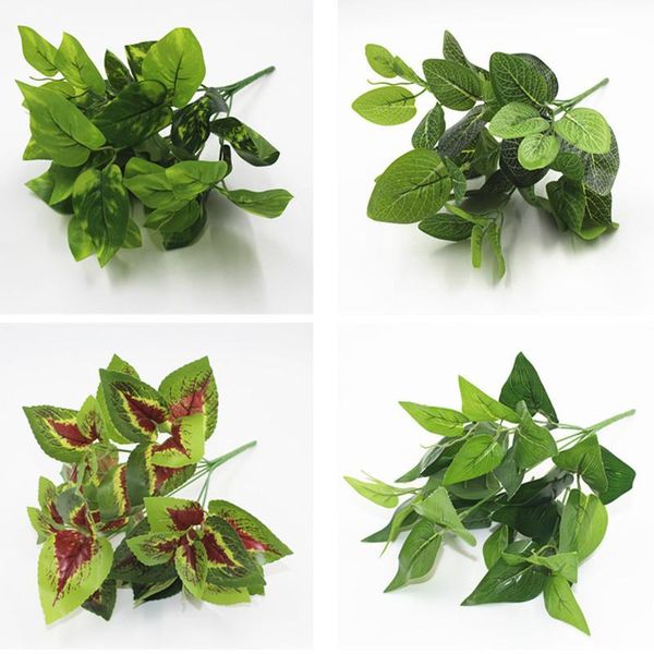 

decorative flowers & wreaths wall decoration simulation flower plant green 7-pronged glue fake leaf indoor arrangement material