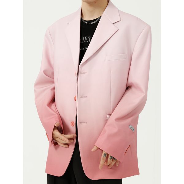 

men's suits & blazers gradient color blazer men women streetwear fashion oversize loose casual jacket man korean chic hip coat 9xe1, White;black