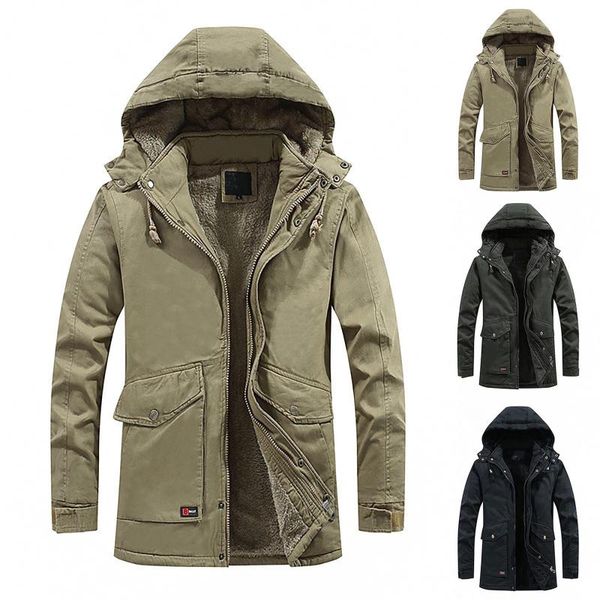

men's jackets 2021 plus size keep warm winter hooded windproof long sleeve soft shell jacket man casual tactical army outwear #4, Black;brown