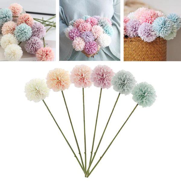 

3pcs artificial chrysanthemum ball flower bouquet simulation floral home decor silk hydrangea bridal wedding centerpiece decorative flowers