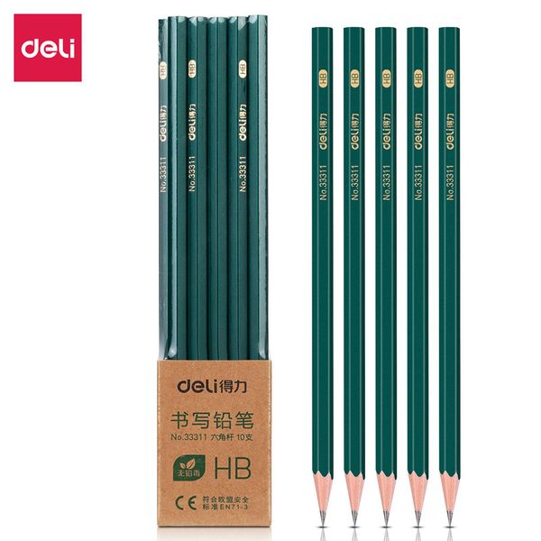 

33311_ deli 10 simple packaged hb pencils (mixed) (10 piec / box), Black;red