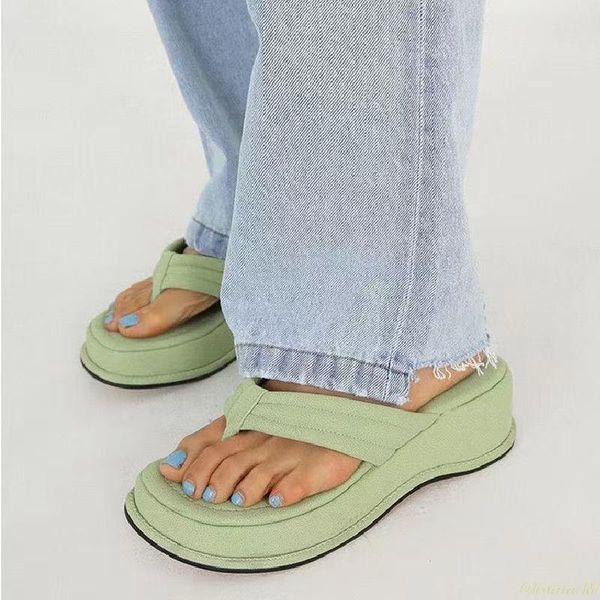 

slippers quality women 2021 clip toe sandals wedge platform fashion casual female flip flops shoes summer, Black