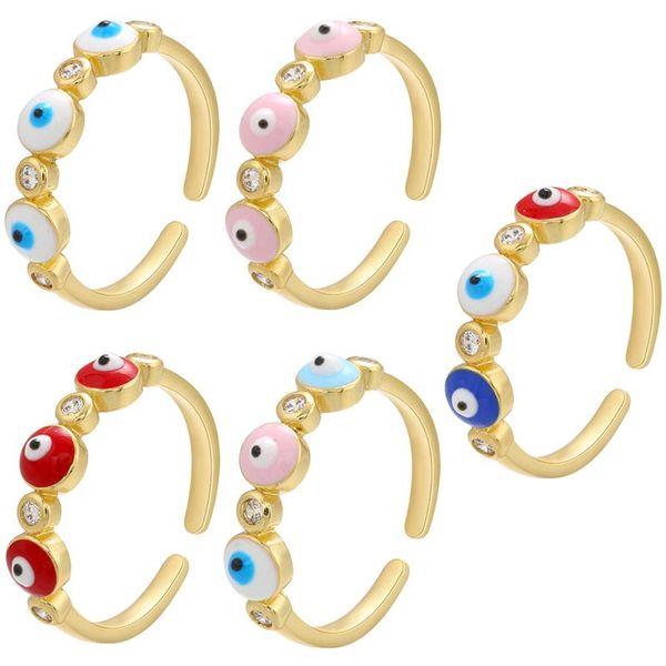 

cluster rings zhukou funny and cute gold eye enamel ring for women dripping oil opening girls fashion jewelry wholesale vj272, Golden;silver