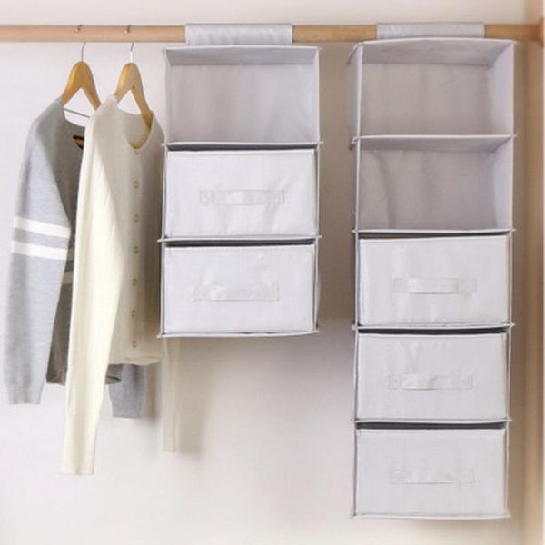 

storage bags foldable 3/5 pockets hanging fabric bag clothes organizer for things closet wardrobe dust-proof the home