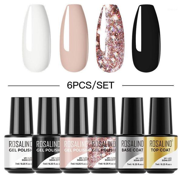 

rosalind plastic bottle nail polish set 6pcs glue uv base seal 7ml1