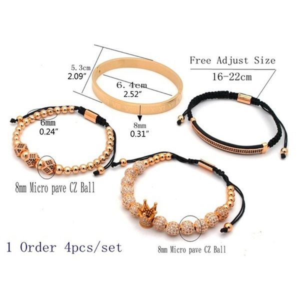 

charm bracelets imperial crown king bracelet luxury roman numeral cz zircon kit f3mf, Golden;silver