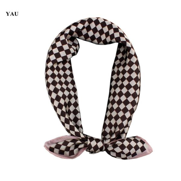 

scarves fashion hijab women grid lattice print silk satin scarf female 55cmx55cm square shawls ladies head tie, Blue;gray