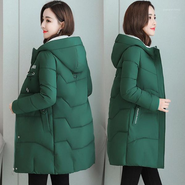 

women's down & parkas 2021 winter women jacket hooded long cotton padded female coat warm parka outwear womens jackets overcoat, Black