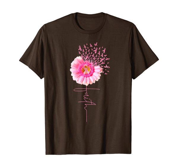 

pink ribbon daisy faith - breast cancer t shirt t-shirt, White;black