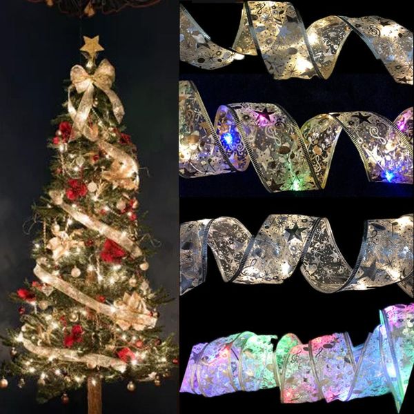 

christmas decorations 1m/2m/5m ribbon with led lights waterproof for tree year wall window home