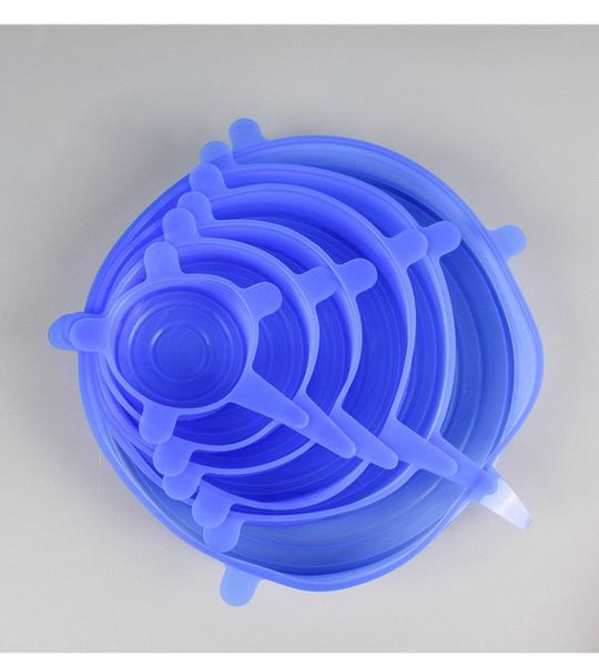 

6pcs/set plastic silicone bag wraps seal cover reusable vacuum lid stretch and fresh bees wax wrap environmentally friendly kitchen sto stor