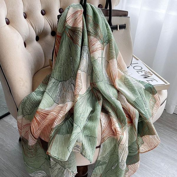 

scarves 2021 fashion cotton and beach towel floret sunscreen silk 180x90cm shawls luxury print winter bandanna, Blue;gray