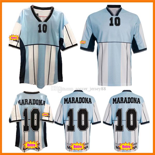 2001 Maradona Maglia da calcio retrò Homage Diego Armando 01 Camiseta Argentina Partido Homenaje Maglia da calcio classica vintage Camisa de futebol
