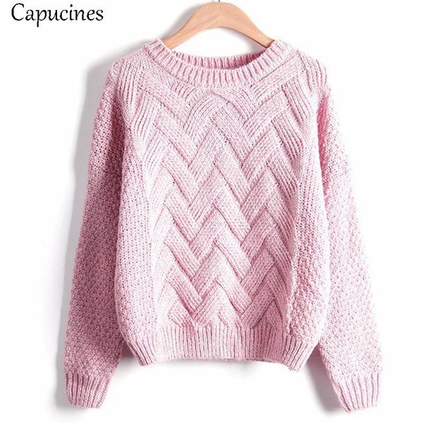 

capucines autumn winter women sweaters pullovers fashion plaid mohair sweater female casual loose thick knitting jumper women's, White;black