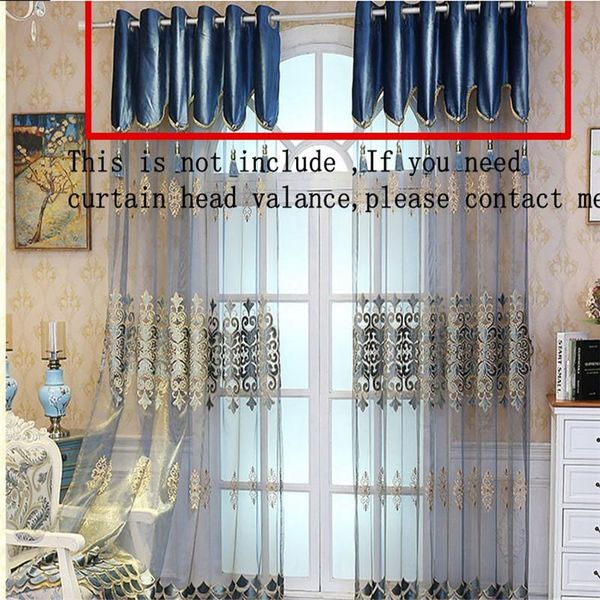 

curtain & drapes 1pc europe luxury blue valance for living room sheer head bay window custom made x-jd1153