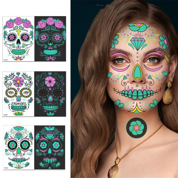 

gift wrap party accessories easy to clean cosplay props halloween decoration face sticker two-color luminous tattoo stickers